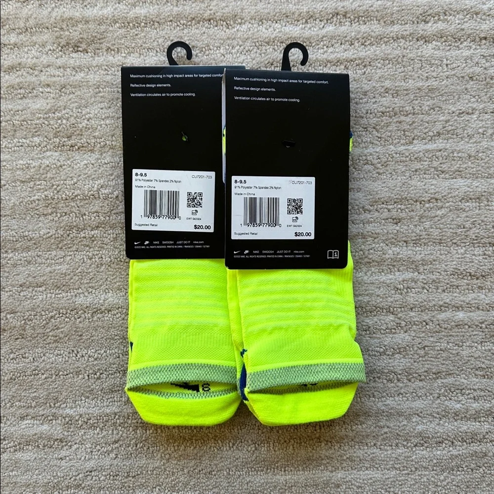 NWT 2 Pairs of Nike Spark Cushioned No-Show Running Socks Women 9.5-11 Men 8-9.5